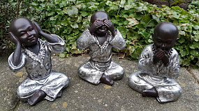 Shaolin Monniken Horen/Zien/Zwijgen - zwart/zilver