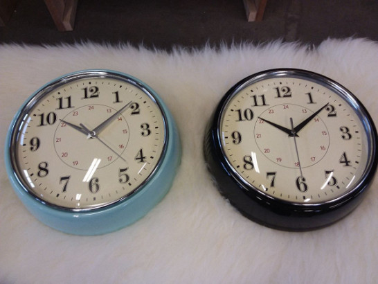 retro wandklok rond, zwart