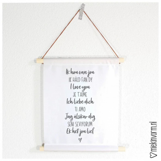 Textielposter Ik hou van jou