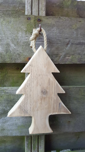 Kerstboom - steigerhout - 21,5 x 16 cm