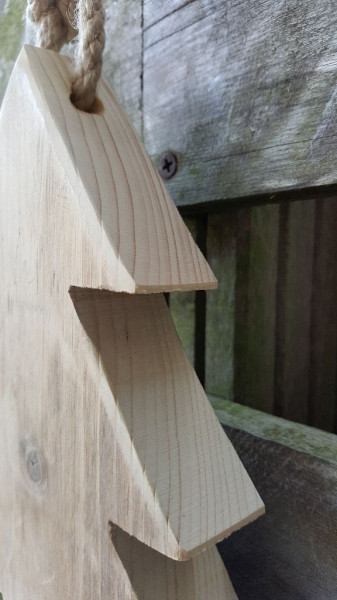 Kerstboom - steigerhout - 21,5 x 16 cm